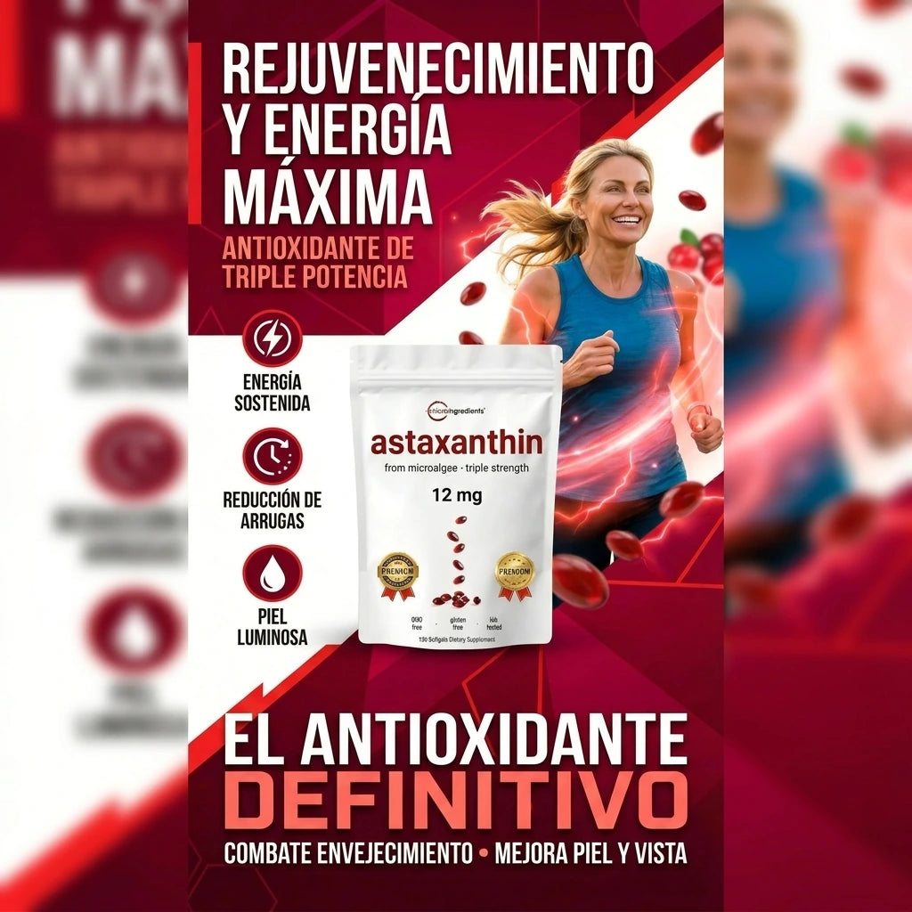 Astaxantina 12mg — El "Botox Japonés" en Cápsulas